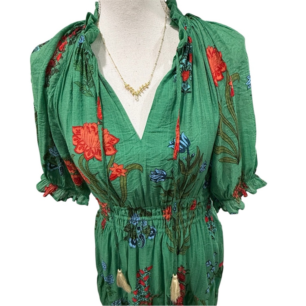 Anthropologie THML Green Floral Tamara Midi Dress - Picture 8 of 16